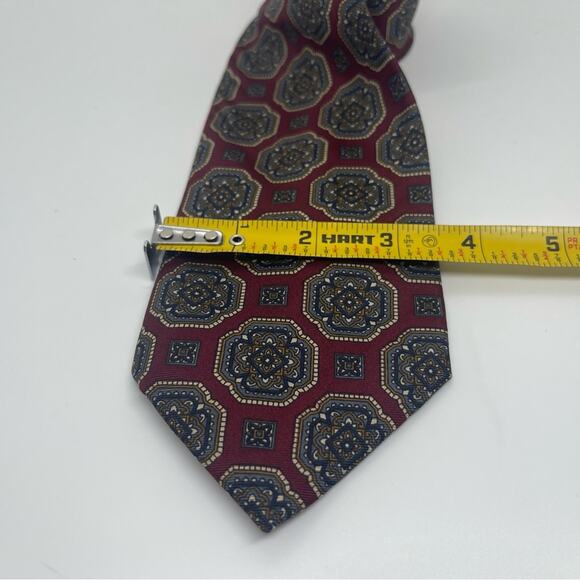 jsaco Italy Burgundy Navy Brown Classic Pure Silk Career Office Necktie NWOT - Picture 6 of 7